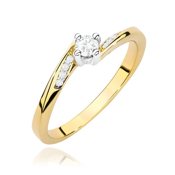 Żółte Złoto Pierścionek z Diamentem 0,10 ct