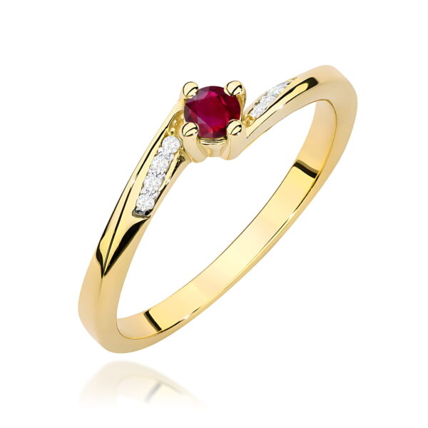 Żółte Złoto Pierścionek z Rubinem 0,15 ct
