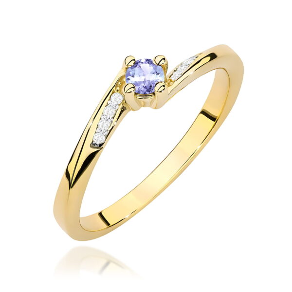 Żółte Złoto Pierścionek z Tanzanitem 0,15 ct