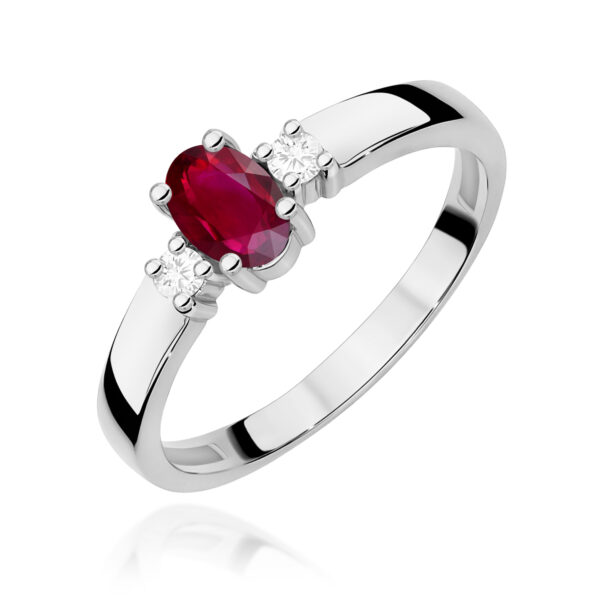 Białe Złoto Pierścionek z Rubinem 0,60 ct