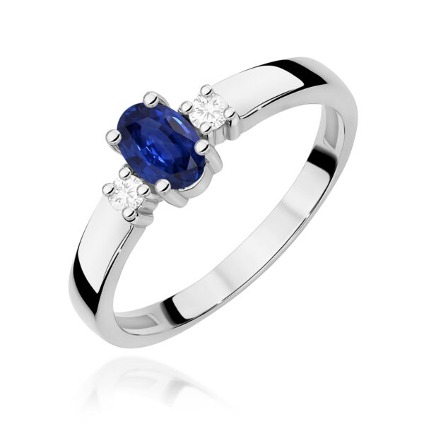 Białe Złoto Pierścionek z Szafirem 0,70 ct