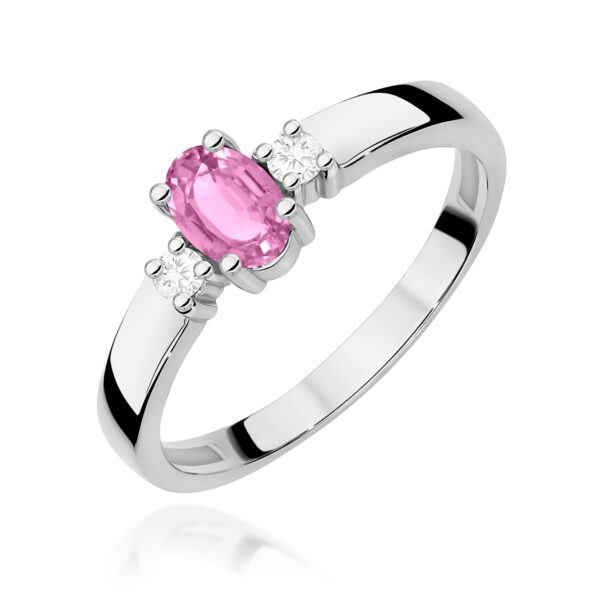 Białe Złoto Pierścionek z Różowym Szafirem 0,45 ct