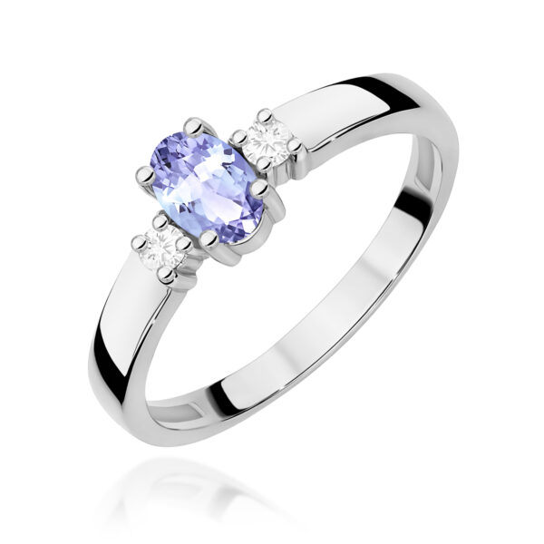Białe Złoto Pierścionek z Tanzanitem 0,40 ct