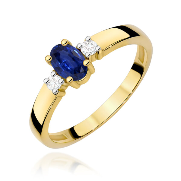 Żółte Złoto Pierścionek z Szafirem 0,70 ct