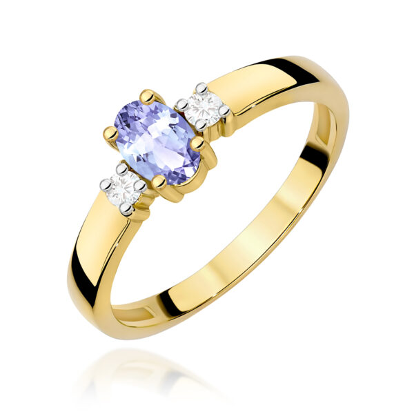 Żółte Złoto Pierścionek z Tanzanitem 0,40 ct