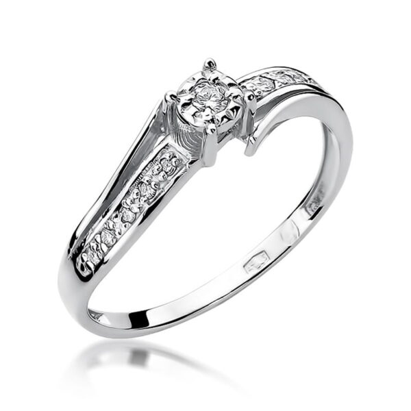 Białe Złoto Pierścionek z Diamentem 0,05 ct