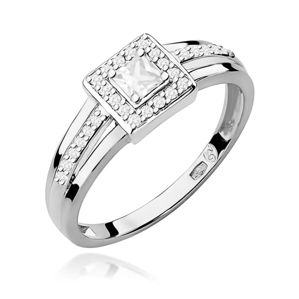 Białe Złoto Pierścionek z Diamentem 0,15 ct