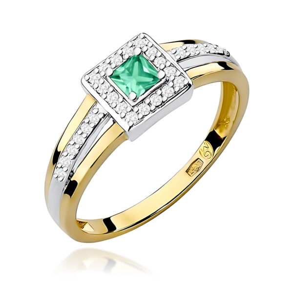 Żółte Złoto Pierścionek z Szmaragdem 0,15 ct