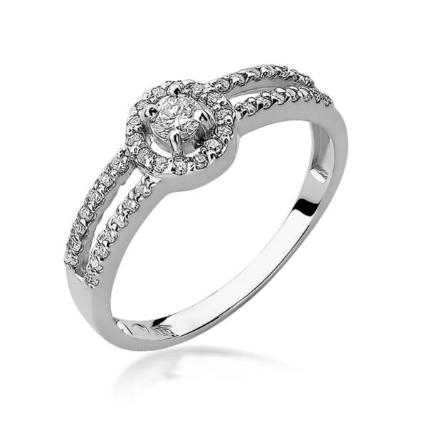 Białe Złoto Pierścionek z Diamentem 0,10 ct