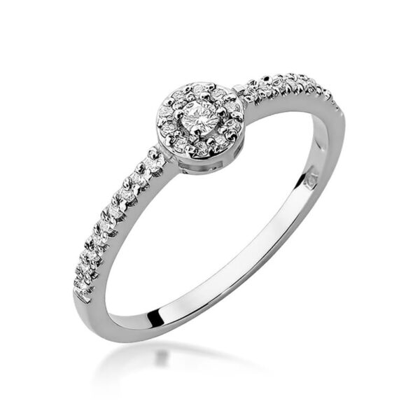 Białe Złoto Pierścionek z Diamentem 0,05 ct