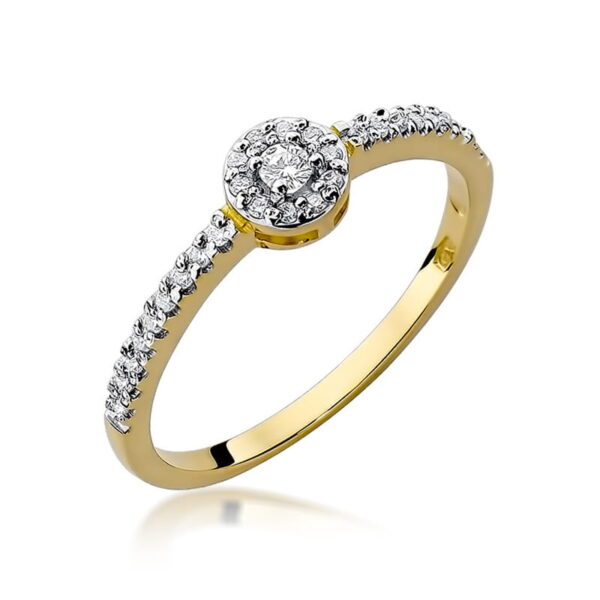 Żółte Złoto Pierścionek z Diamentem 0,05 ct