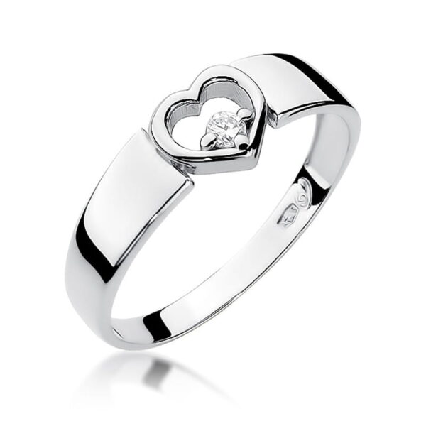 Białe Złoto Pierścionek z Diamentem 0,04 ct