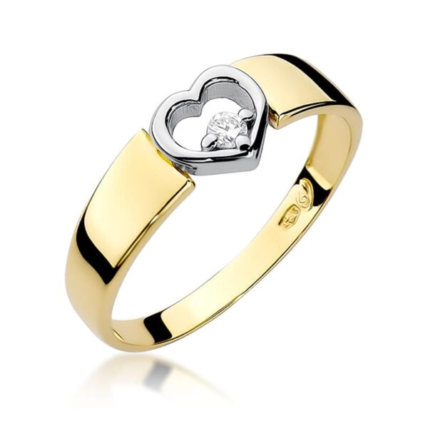 Żółte Złoto Pierścionek z Diamentem 0,04 ct