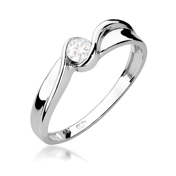 Białe Złoto Pierścionek z Diamentem Laboratoryjnym 0,15 ct
