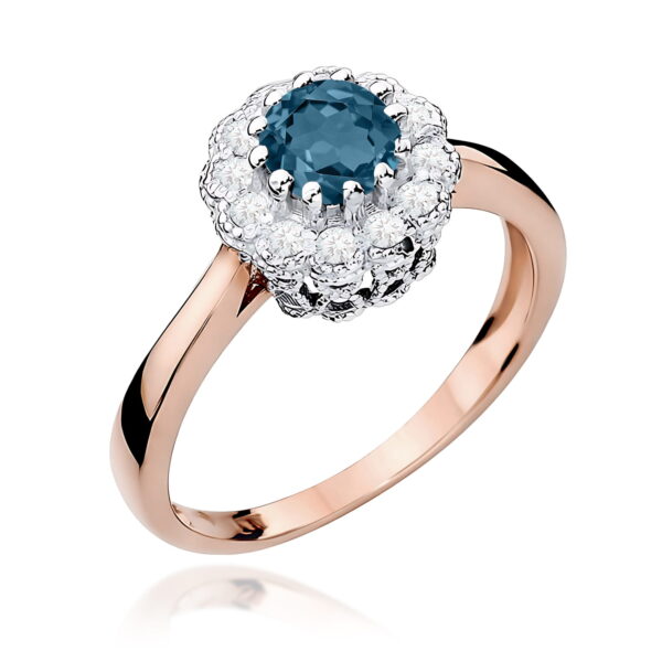 Różowe Złoto Pierścionek z Topazem London Blue 0,50 ct