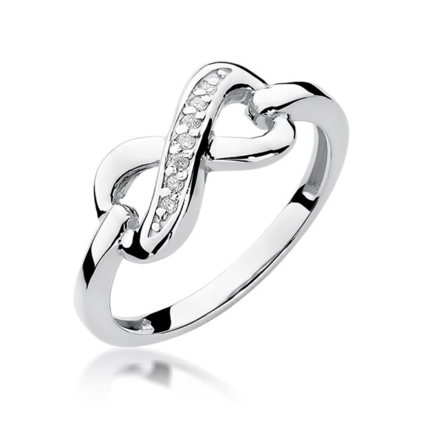 Białe Złoto Pierścionek z Diamentami 0,035 ct