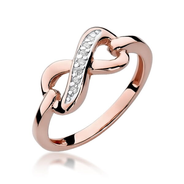Różowe Złoto Pierścionek z Diamentami 0,035 ct