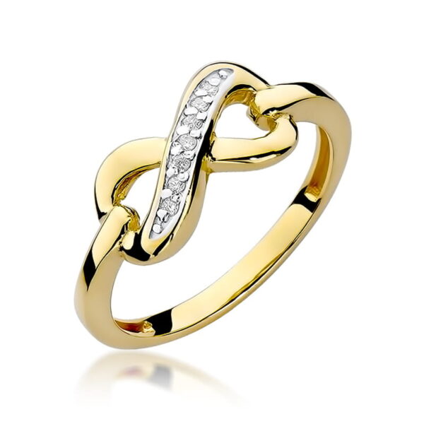Żółte Złoto Pierścionek z Diamentami 0,035 ct