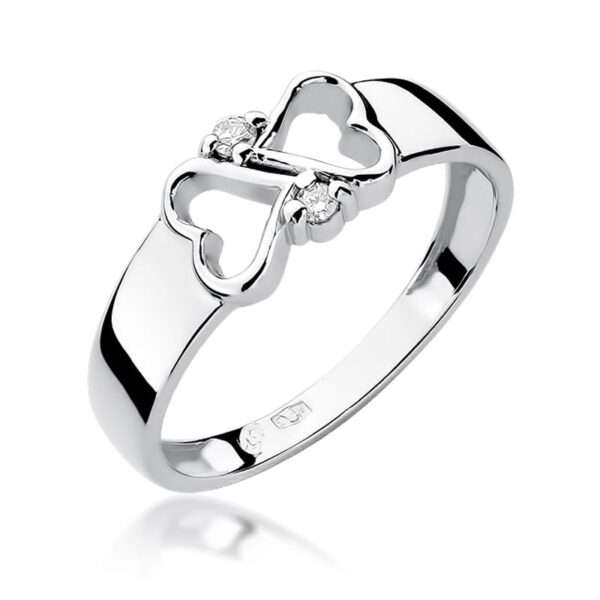 Białe Złoto Pierścionek z Diamentami 0,04 ct