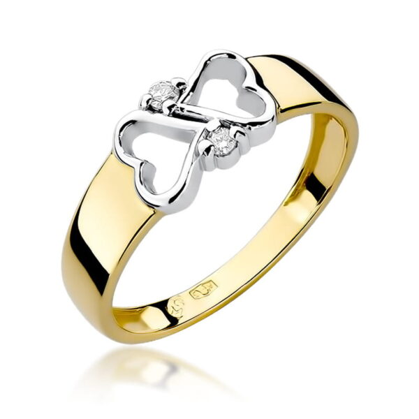 Żółte Złoto Pierścionek z Diamentami 0,04 ct