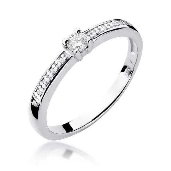 Białe Złoto Pierścionek z Diamentem 0,08 ct