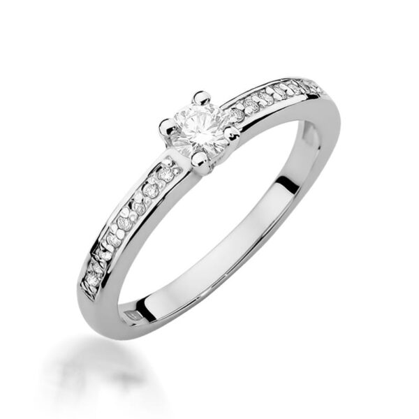Białe Złoto Pierścionek z Diamentem 0,20 ct