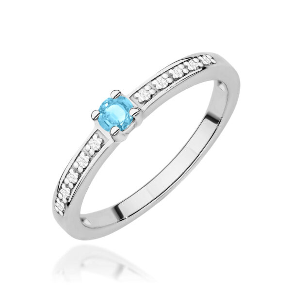 Białe Złoto Pierścionek z Topazem Swiss 0,15 ct