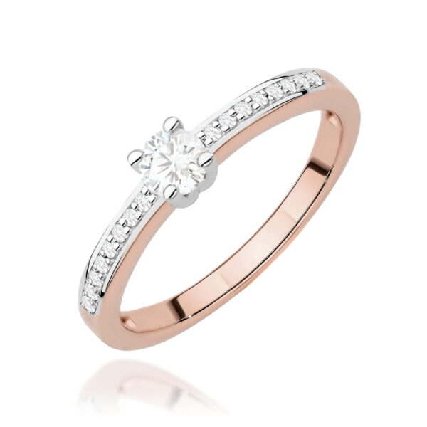 Różowe Złoto Pierścionek z Diamentem Laboratoryjnym 0,20 ct