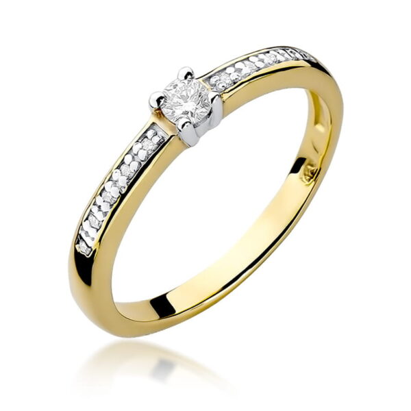 Żółte Złoto Pierścionek z Diamentem 0,08 ct