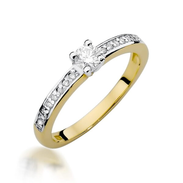 Żółte Złoto Pierścionek z Diamentem 0,20 ct