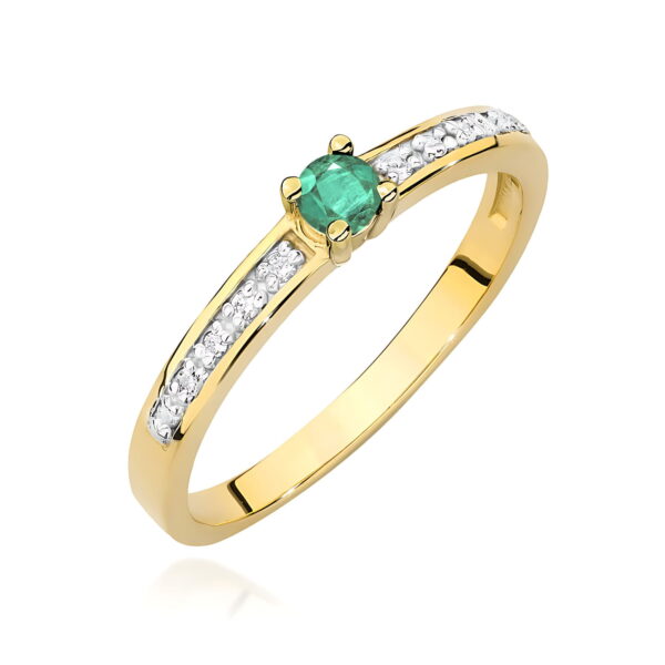 Żółte Złoto Pierścionek z Szmaragdem 0,15 ct