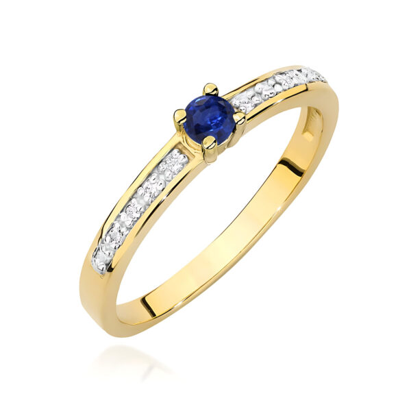 Żółte Złoto Pierścionek z Szafirem 0,15 ct
