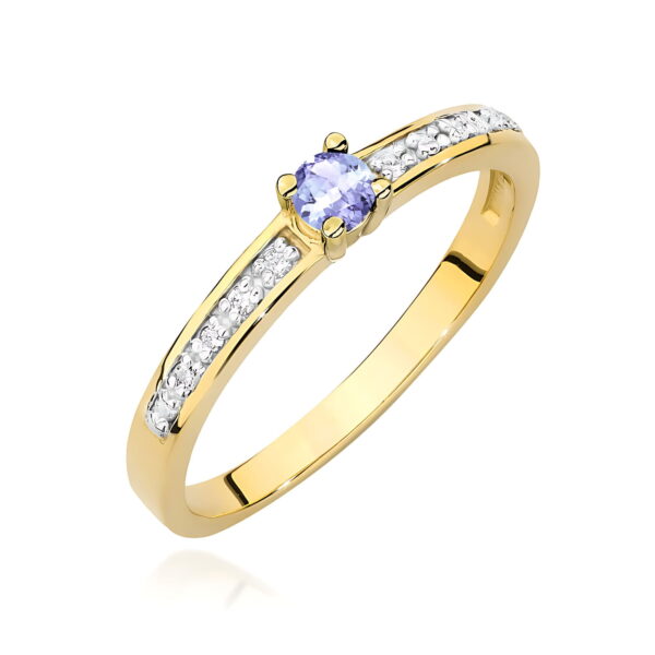 Żółte Złoto Pierścionek z Tanzanitem 0,15 ct