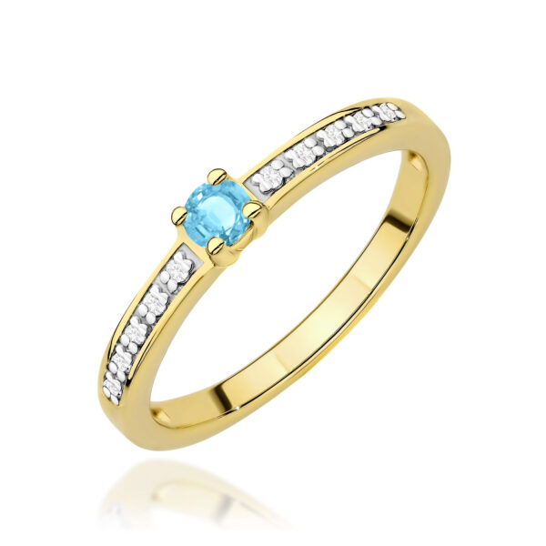 Żółte Złoto Pierścionek z Topazem Swiss 0,15 ct