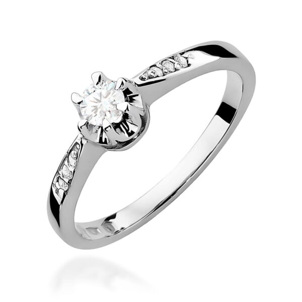 Białe Złoto Pierścionek z Diamentem 0,23 ct