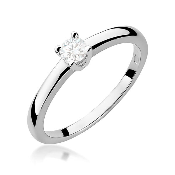 Białe Złoto Pierścionek z Diamentem 0,15 ct