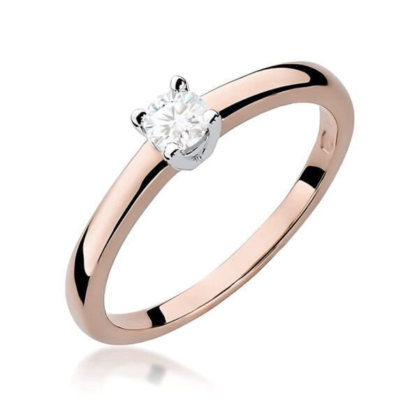Różowe Złoto Pierścionek z Diamentem 0,15 ct