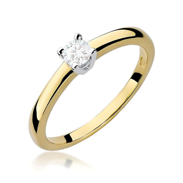 Żółte Złoto Pierścionek z Diamentem 0,15 ct