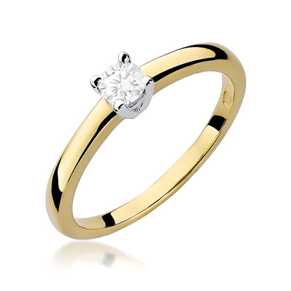 Żółte Złoto Pierścionek z Diamentem 0,20 ct