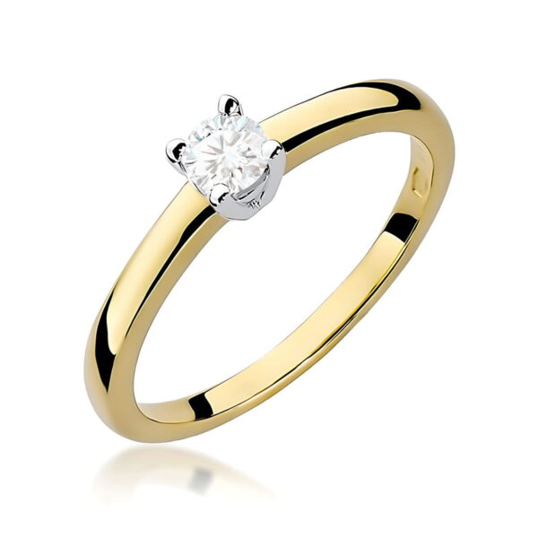 Żółte Złoto Pierścionek z Diamentem Laboratoryjnym 0,25 ct