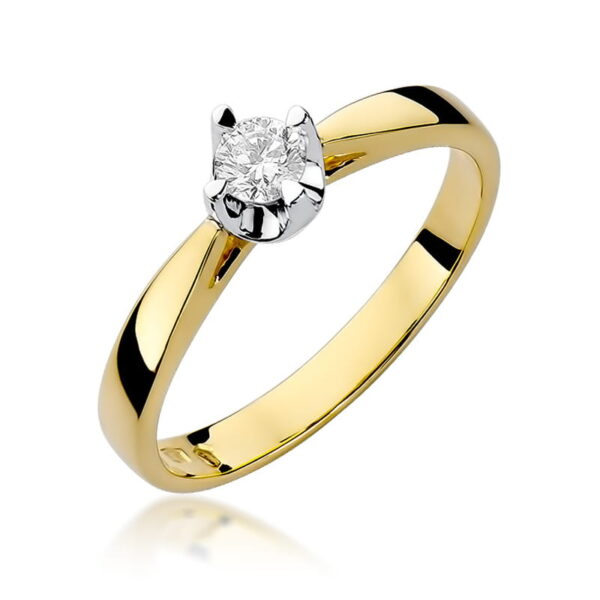 Żółte Złoto Pierścionek z Diamentem 0,20 ct
