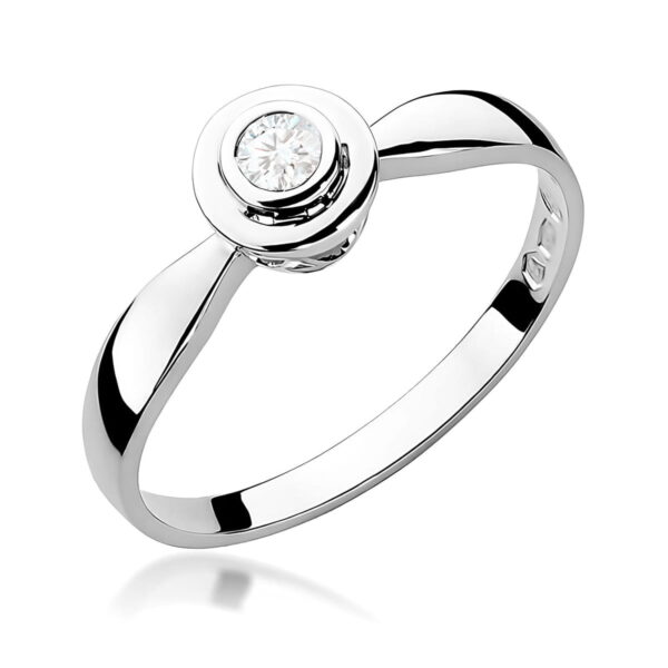 Białe Złoto Pierścionek z Diamentem 0,10 ct
