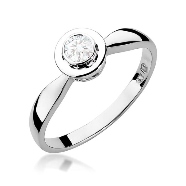 Białe Złoto Pierścionek z Diamentem 0,15 ct