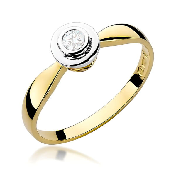 Żółte Złoto Pierścionek z Diamentem 0,10 ct