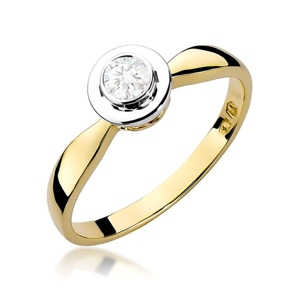 Żółte Złoto Pierścionek z Diamentem 0,15 ct