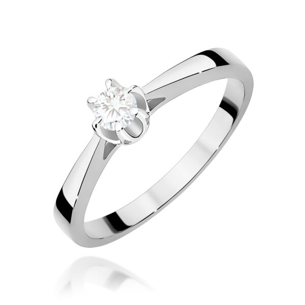 Białe Złoto Pierścionek z Diamentem 0,12 ct