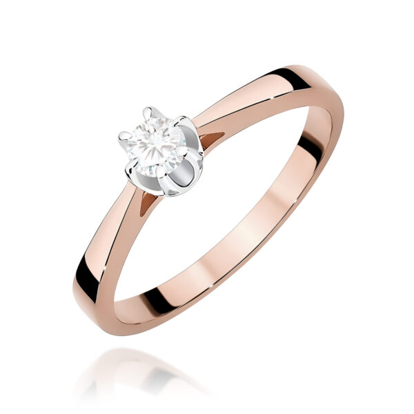 Różowe Złoto Pierścionek z Diamentem 0,12 ct