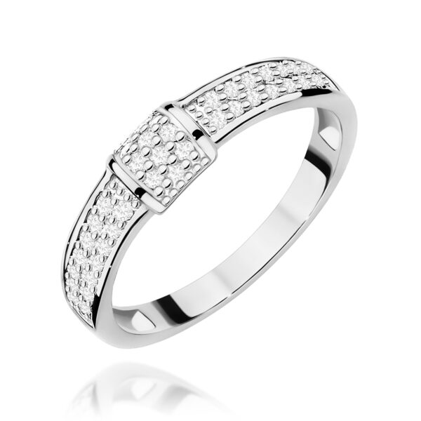 Białe Złoto Pierścionek z Diamentami 0,19 ct