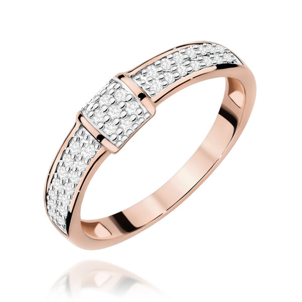 Różowe Złoto Pierścionek z Diamentami 0,19 ct