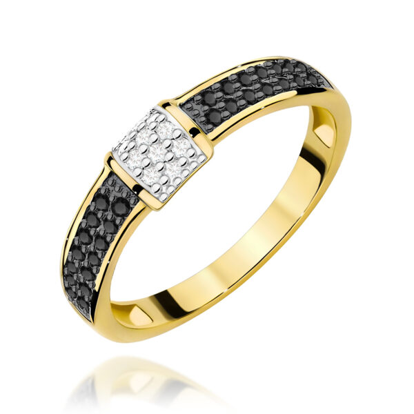 Żółte Złoto Pierścionek z Diamentami 0,19 ct
